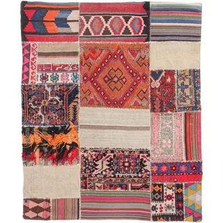 Nain Trading Orientteppich Kelim Patchwork 141x169 Handgewebter Orientteppich / Perserteppich, rechteckig, Höhe: 4 mm rot
