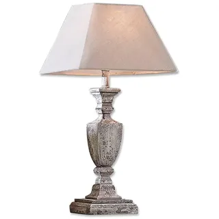 Loberon Tischlampe Gorham, weiß/antikgrau