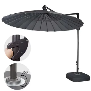 Ampelschirm MCW-A34, Sonnenschirm mit Ständer/Schutzhülle, drehbar rollbar Ø 2,8m Polyester Alu/Stahl 25kg ~ anthrazit