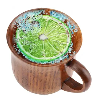 Holzbecher 175 ml - Handgefertigte Tasse - Ergonomischer Griff - Tragbarer Trinkbecher - Für Tee/Kaffee - Holzmaterial mit natürlicher Maserung -... - Braun