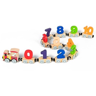 Surakey Holz Zug Magnetzug Set, Zug Spielzeug mit Ziffern und Alphabet, Montessori Holzspielzeug Lernspielzeug Baby Kinderspielzeug Zug Fahrzeuge Geschenke für Jungen und Mädchen ab 2 Jahre