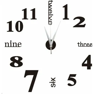 Diy 3d-riesen-design-wanduhr, Groß, Rund, Modern, Schwarz