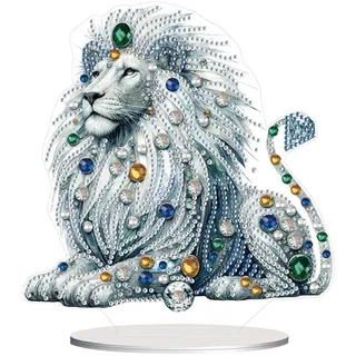 CXINLky DIY Diamond Art Painting Tisch Deko, 5D Diamant Painting Kristall Tier Tischdeko, Diamant Malerei Stehend Kunst Set, Geschenke für Anfänger Zuhause,Büro Dekoration-05-Löwe