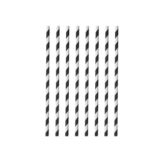 Metaltex Strohhalme aus Papier, 20 cm, Ø 0,6 cm 253131000 , 1 Beutel = 40 Stück, schwarz/weiß
