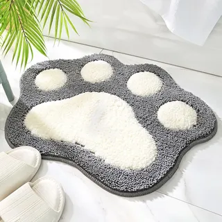 Lkw Ogechi 45x60 cm Katzenpfotenförmige rutschfeste Badematte, Extra Weich Super Saugfähig Badezimmerteppich, Maschinenwaschbar Mikrofaser Badematte Grau
