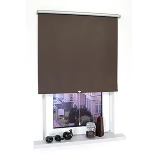 Thermo Spring- BZW. Schnapprollo Made in Germany, Verdunklung mit silberner Thermo-Beschichtung, Größe: 162 x 180 braun, Wand-und Deckenmontage