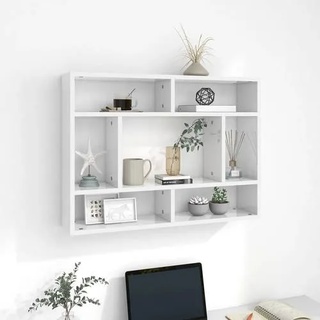 vidaXL Wandregal Hochglanz-Weiß 75x16x55 cm Holzwerkstoff
