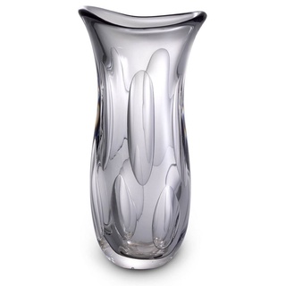 Casa Padrino Luxus Deko Glasvase Grau 19 x 14 x H. 39 cm - Elegante Blumenvase aus mundgeblasenem Glas - Deko Accessoires