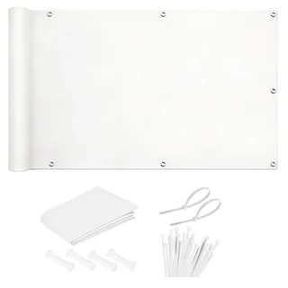 HNBFKD Sonnensegel Rechteck - 4x2M/400x200CM Weiß - Sonnenschutz Wasserdicht Windschutz Sonnensegel UV Schutz 95% Sunsegel, Balkon Sichtschutz inkl Seile & Kabelbinderfür Balkon Terrasse Garten