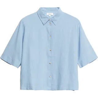 s.Oliver Kurzarm-Bluse aus Leinenmix Blau 44