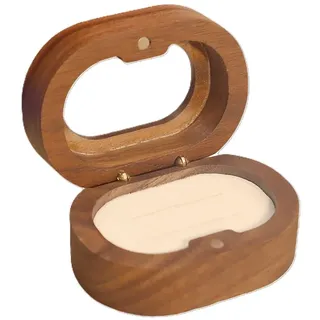 Jumpeak Schmuckkasten Schmuckkästchen Holz,Ringbox Verlobung,Geschenke für Frauen,Walnußholz (rund,elliptisch,quadratisch,portabel,klein,portabel, Schmuckaufbewahrung,Aufbewahrungsbox mit Deckel,Präsentationsbox), Schmuckkästchen,Ringbox Hochzeit 1-2 Ringe,schmuckkästchen klein weiß elliptisch | Ø 7 cm x 5 cm x 3.4 cm