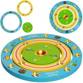 alles-meine.de GmbH 3 TLG. Set: Geburtstagsring/Geburtstagskranz - aus Holz - für Kerzen & Zahlenstecker - 19 cm - Kinder bunt/blau - gelb - grün - rot - Kerzenring Kindergeb..