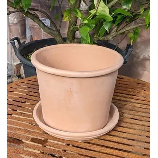 NEU!  2 tlg. Ital. Blumentopf ø 28 cm inkl. Teller Terracotta Garten Blumenkübel