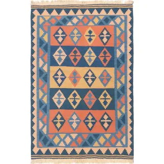 Nain Trading Orientteppich Kelim Fars 81x120 Handgewebter Orientteppich / Perserteppich, rechteckig, Höhe: 5 mm blau