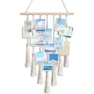Makramee Wandbehang Fotowand Makramee Fotohalter Baumwolle und Holz