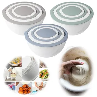 LS-LebenStil 5-fach Kunststoff Rührschüssel Set 0,4-4,4L Rund stapelbar mit Deckel Küche Salatschüssel Teigschüssel Backschüsseln Backen Zubehör Küche Vorratsdosen Frischhaltedose Camping