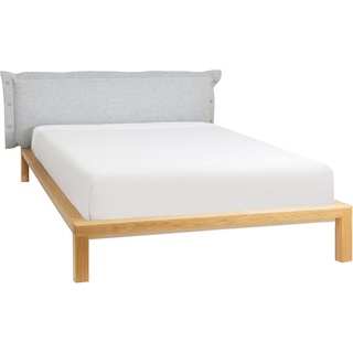 Hans Hansen - Pure Bett mit Polsterkopfteil 160 cm, eiche matt lackiert / grau