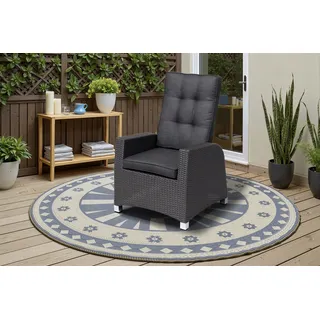 OUTFLEXX Rocking Comfort Dining / Lounge Sessel, grau/braun-meliert, Polyrattan, verstellbar