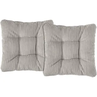 Traumnacht Cozy Cord Stuhlkissen 2er Set 38 x 38 x 6 cm, Sitzkissen mit Cordbezug für Gartenstuhl, Küche & Esszimmer, Indoor & Outdoor, kieselgrau