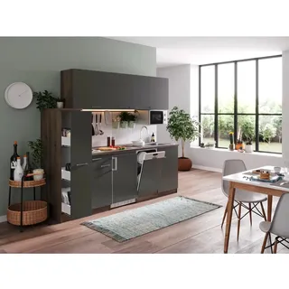 Respekta Küchenzeile Oliver 225 cm Grau