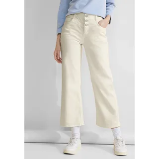 5-Pocket-Jeans STREET ONE "DENIM CULOTTE" Gr. 33, Länge 28, weiß (soft ecru washed) Damen Jeans 5-Pocket-Jeans mit Elasthan und Schlag