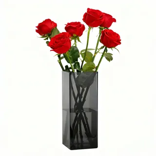 Koelaa Vase, Acryl Quadratische Grau Transparente Vase, Bruchsichere Kunststoff-Quadratvase für Blumenarrangements, Hochzeits-Mittelstücke, Heimwerken und Tischdeko zur Einweihungsparty - 10 × 20 cm