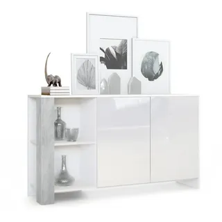 Vladon Sideboard, Hellgrau, Holzwerkstoff, 143x81x36 cm, Wohnzimmer, Kommoden & Sideboards, Sideboards