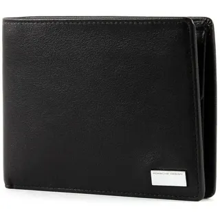 PORSCHE Design Geldbörse H10 Herren Portemonnaie mit Karten & Münzfach, Carbon & Silber-Emblem, inkl. Geschenkbox schwarz