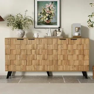 BTM Moderner Sideboard mit 4 Türen, Praktisches Design für Wohnzimmer, Schlafzimmer und Esszimmer, 160x35x78 cm
