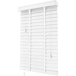 Suwooy Jalousette Holz Weiß,50mm Lamellen,Horizontale Jalousien,Für Fenster,Jalousie Aus Echtholz Innen Außen,Sonnenschutz/Sichtschutz Jalousetten,Leicht Anzubringende Vorhänge,W×H-50x120cm/20x47in