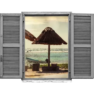 queence Wandtattoo Palapa (1 St), Wandsticker, Wandbild, selbstklebend, 3D, Fenster bunt