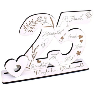 Dekolando Deko-Buchstaben Aufsteller Zahl 25 Geburtstag Herzlichen Glückwunsch Geldgeschenk (weiß, 3tlg), 17 x 24 cm weiß