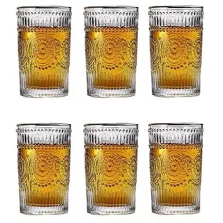 6 Tlg. Retro Vintage Trinkgläser Set Cognac Whiskey Cocktailgläser 400 ml
