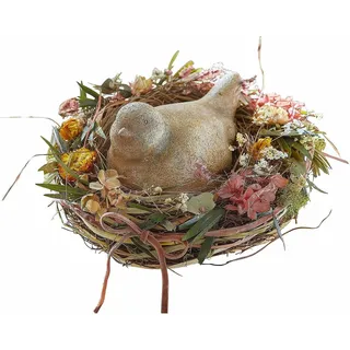 Loberon Deko Figur Nafisah, Charmanter Vogel, Natürliche Stein-Optik, Indoor und Outdoor Geeignet, Dekoration, Tierfiguren, Polyresin, beige
