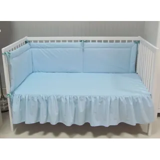 Babymajawelt Betthusse Bettvolant Bettlaken für Babybett, Glatt, Einfarbig, Dekorativ, Reine Baumwolle, Made in EU blau