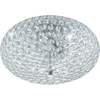 EGLO Deckenlampe Clemente, 2 flammige Deckenleuchte Modern, Elegant, Wohnzimmerlampe, Küchenlampe, Flurlampe Decke mit E27 - Silber/Transparent