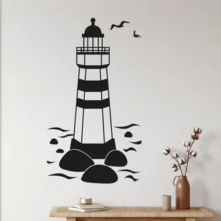 GRAZDesign Wandtattoo Badezimmer Leuchtturm, Wandaufkleber Aufkleber maritim, Wohnzimmer Flur wasserfest und selbstklebend, 70x40cm (HxB), 049 königsblau