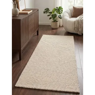 HANSE HOME Calmio - Natur Wohnzimmerteppich - Handgetuftet, - Hygge Skandi, Boho Läufer Wolle, für Wohnzimmer, Schlafzimmer, Esszimmer, Flur - Natur, weiß), 80x200cm