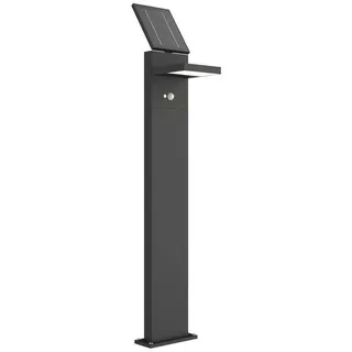 Lucande Außen-Stehlampe Silvan, LED, Metall, Schwarz warmweiß IP54mit Bewegungsmelder, 1 x 2,7 W LED, warmweiß grau|schwarz