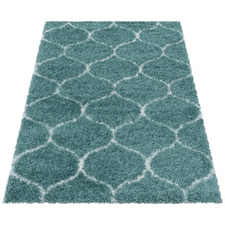 Hochflor-Teppich Teppich für den Flur oder Küche Skandinavisches Design, Stilvoll Günstig, Läufer, Höhe: 30 mm blau Läufer - 80 cm x 150 cm x 30 mm