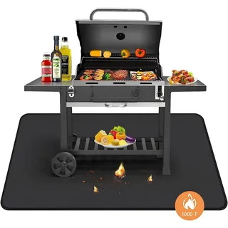 Ophy Bodenschutzmatte Feuerfeste Bodenschutzmatte (rutschfest) – für Kamin, Herd & Grill, schwarz, 127×97 cm (flammfeste Unterlage) schwarz