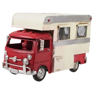 Schick-Design Wohnmobil aus Metall 26 cm mit Spardose Camper Auto Oldtimer Nostalgie Wohnwagen Camping Caravan Sparbüchse (rot)
