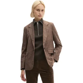 Longblazer MARC O'POLO "aus Baumwoll-Stretch", Damen, Gr. 34, schwarz braun, Obermaterial: 98% Baumwolle, 2% Elasthan. Futter: 100% Viskose, kariert, regular fit normal, Blazer Longblazer