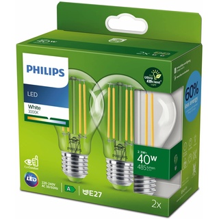 Philips LED CLA 40W A60 E27 CL UE SRT4 2.3W/830, 2er-Pack (491915-00)