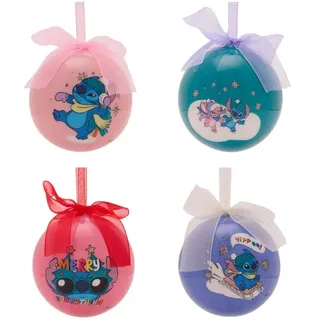 Disney Stich Weihnachten Kugel Set Mit 4 80mm Spaß Designs Mit Farbbänder Auf Top