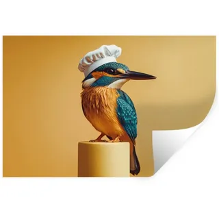 MuchoWow Wandsticker Eisvogel - Säule - Kochmütze - Vogel (1 St), Wanddeko, Aufkleber, Wandtattoo, 120x80 cm gelb 120 cm x 80 cm x 0.1 cm