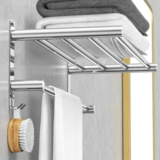 Handtuchhalter Ausziehbar 43-78CM ohne Bohren Edelstahl doppelt handtuchstange Bad Wand kleben badetuchhalter wandmontage (2-lagiger Handtuchhalter)