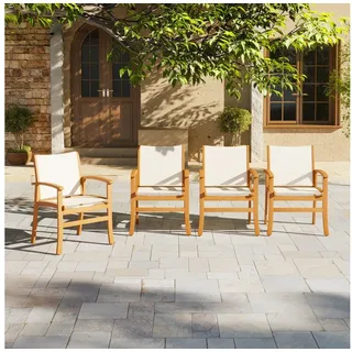 JOIVI Gartenstuhl Holz Gartenstühle (Akazienholz Essstühle), Atmungsaktivem Textilene-Gewebe für Garten & Terrasse,4-tlg Weiß weiß