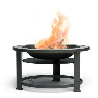 blumfeldt Feuerschale Merano Round, (Set, Set), Garten Grill Tisch Funkenschutz Feuerkorb Feuerstelle Outdoor schwarz