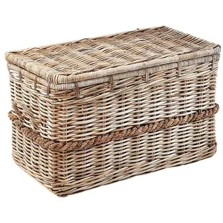 Kobolo Truhe Kiste Aufbewahrungstruhe aus Rattan Kubu Grey mit Deckel (1 St), 80x45x48 cm grau